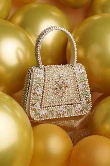 Mini Noorani Peach Clutch with Multi Stone