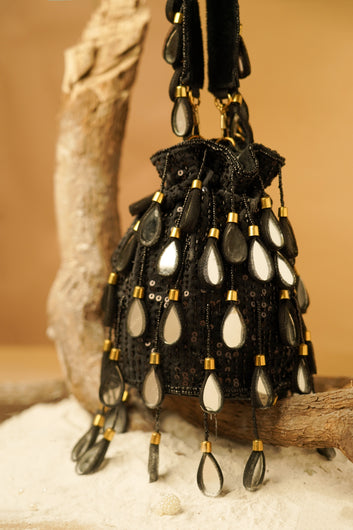 Majestic mirror black potli