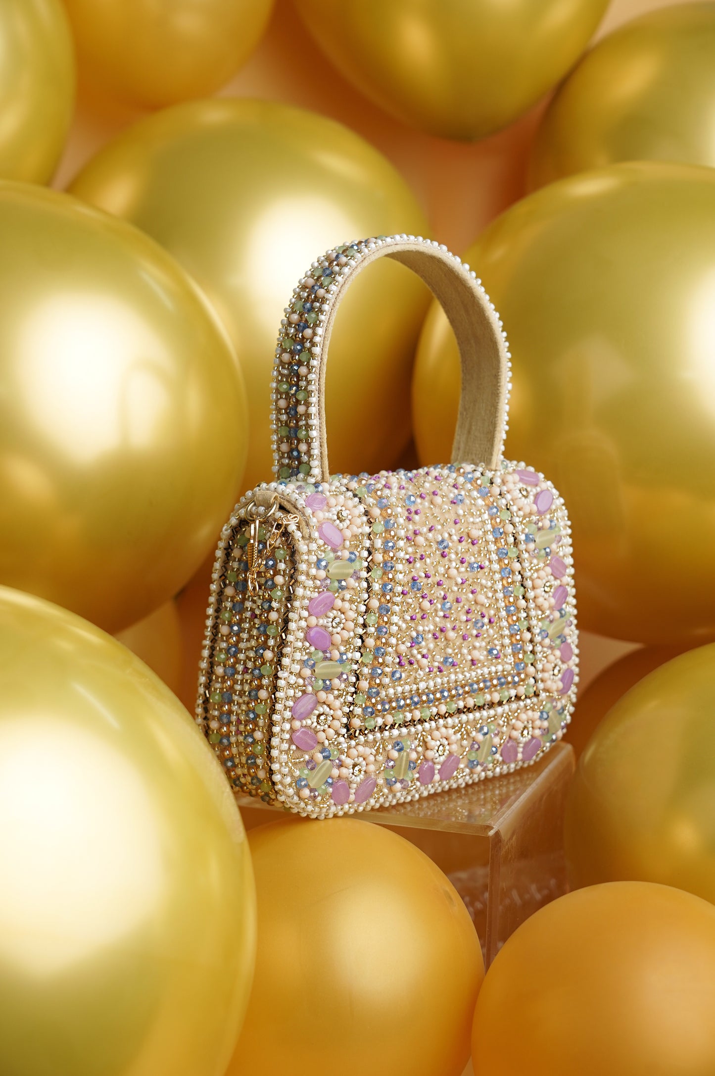 Mini Noorani Lavendra Clutch with Multi Stone