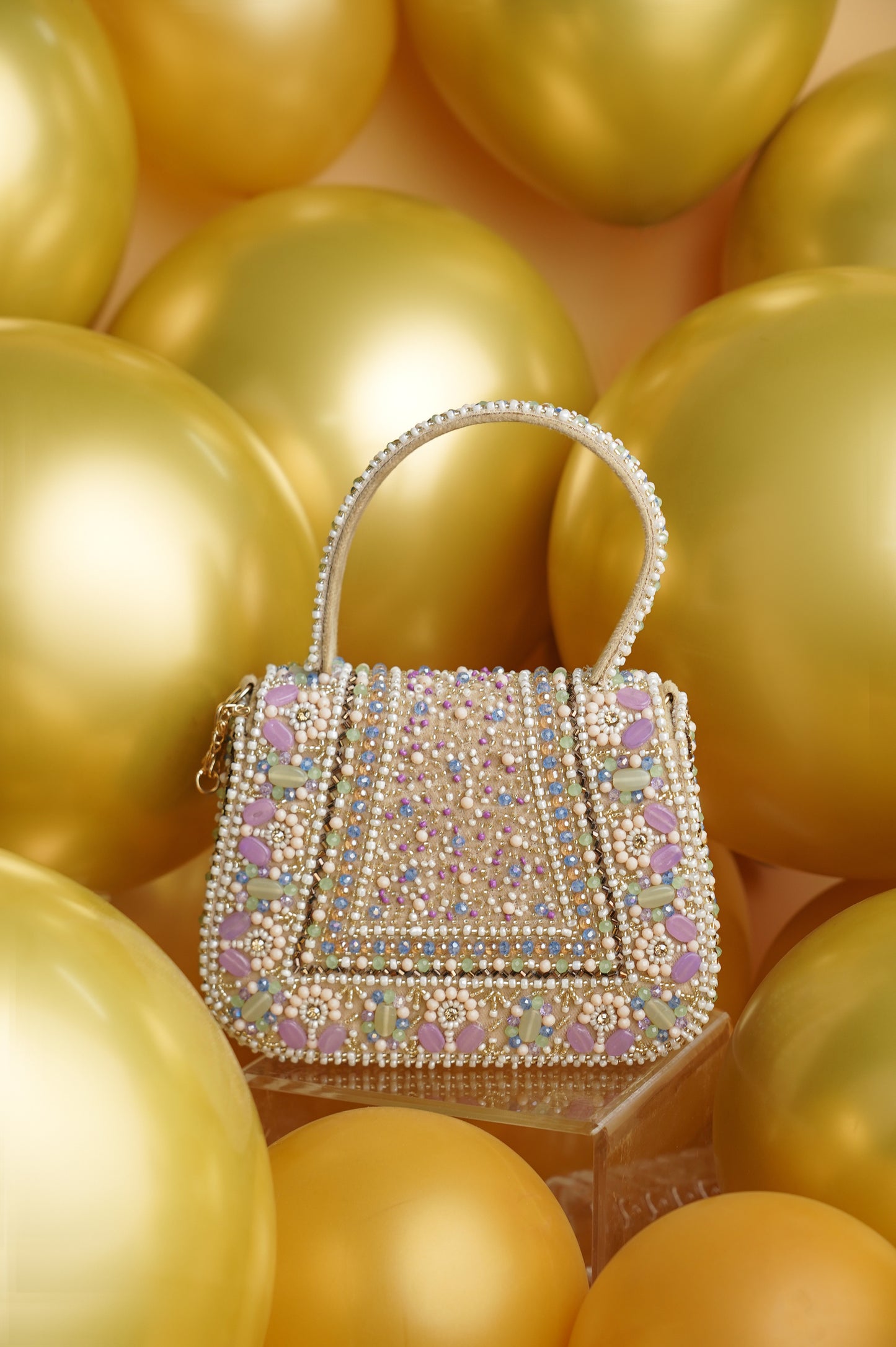 Mini Noorani Lavendra Clutch with Multi Stone