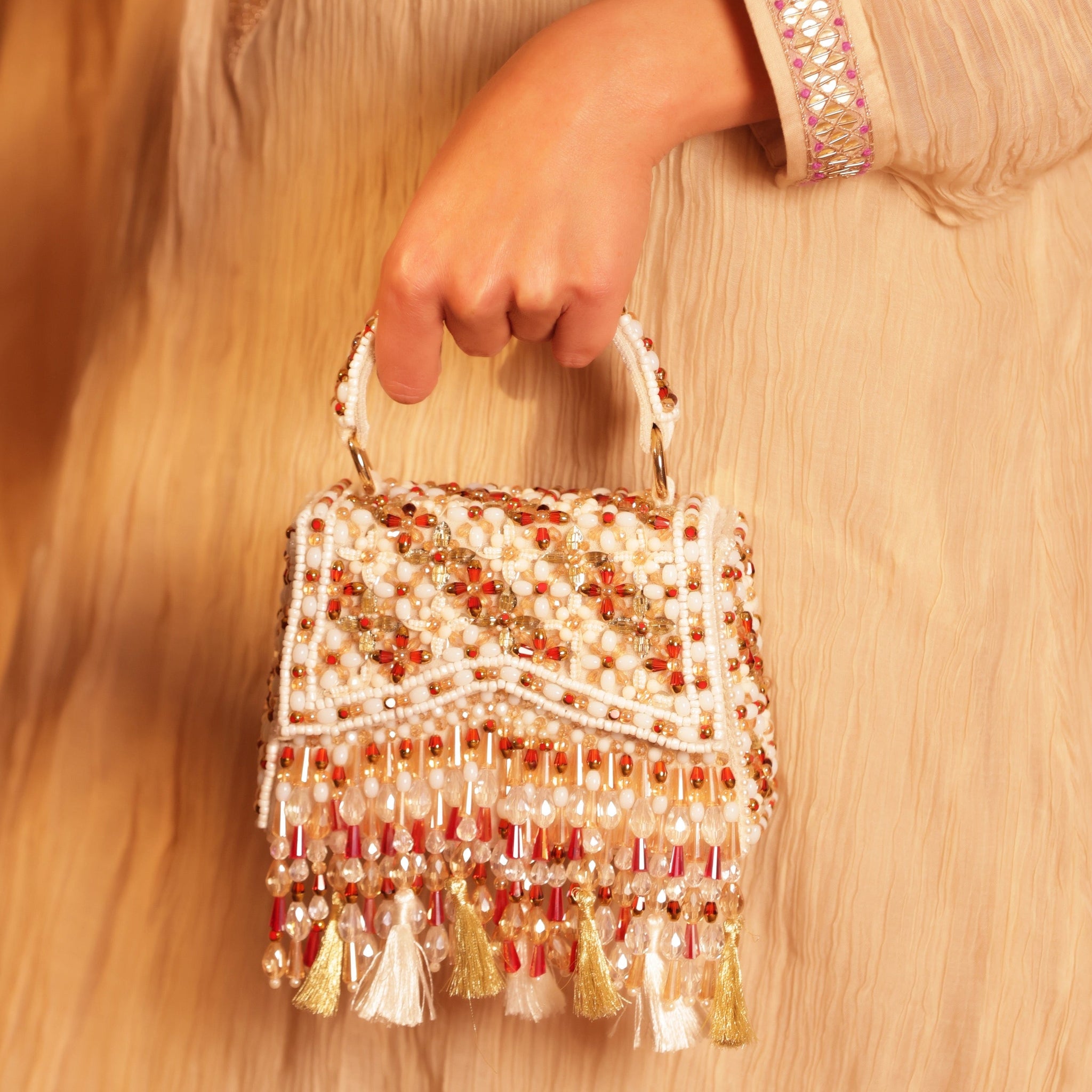 Designer festive bag with sparkling crystals for bridesmaids and guests