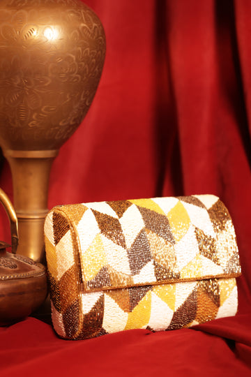 Compact bridal bag with crystals and tassel detailing for festive occasions