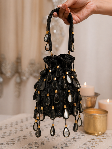 Majestic mirror black potli