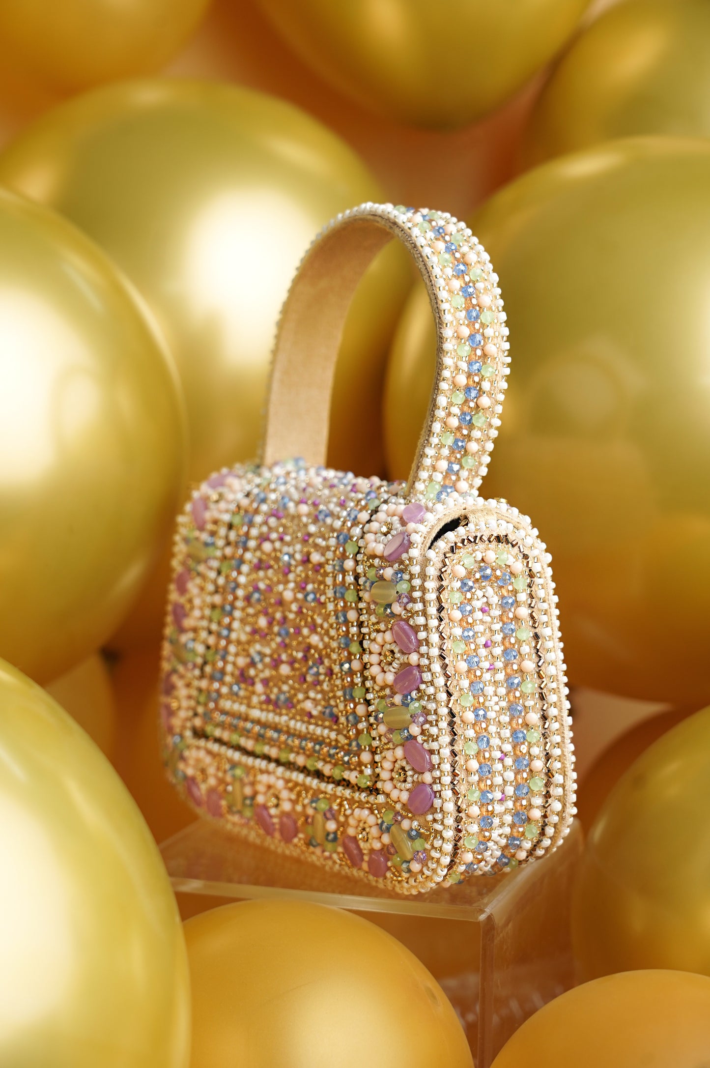 Mini Noorani Lavendra Clutch with Multi Stone