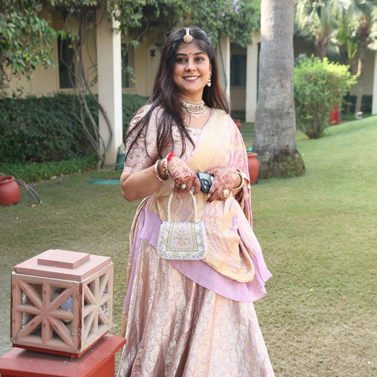 Mini Noorani Lavendra Clutch with Multi Stone